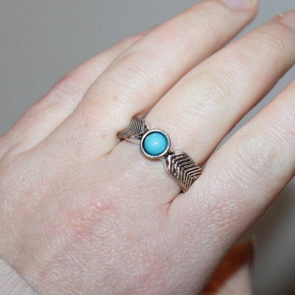 🌀 Beautiful Silver & Turquoise Statement Ring – Adjustable Size 7–9 Boho Glow · - Picture 4 of 4